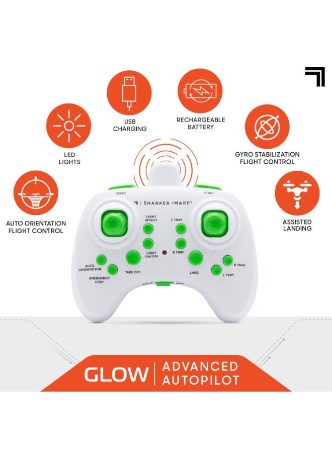 Sharper Image 2.4GHz RC Quadcopter Plane Glow Up Beginners Mini Stunt Drone with LED Lights & Rechargeable Battery for Kids 8+ Years - Image 4
